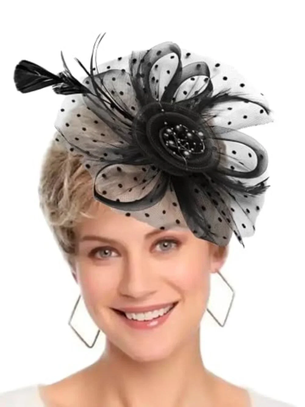 Fascinators Hat Women Tea Party Headband Flower Cocktail Mesh Feathers Hair Clip